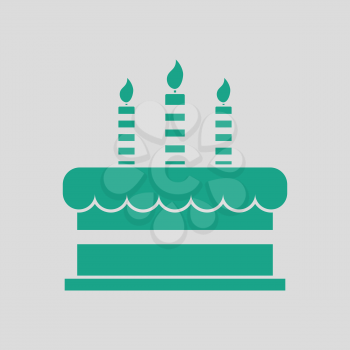 Party cake icon. Gray background with green. Vector illustration.