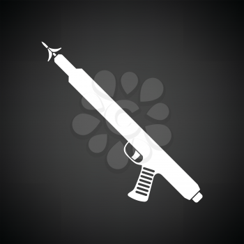 Icon of Fishing  speargun . Black background with white. Vector illustration.