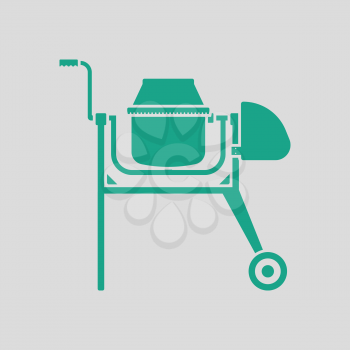 Icon of Concrete mixer. Gray background with green. Vector illustration.
