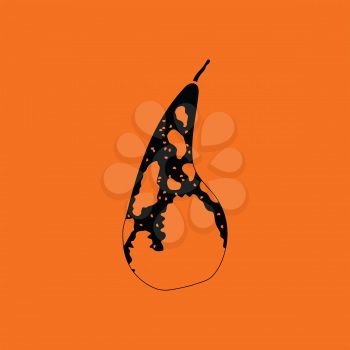 Icon of Pear. Orange background with black. Vector illustration.