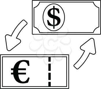 Icon of currency dollar and euro exchange. Thin line design. Vector illustration.