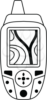 Icon of portable GPS device. Thin line design. Vector illustration.