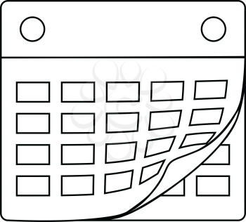 Icon of calendar with bent page . Thin line design. Vector illustration.