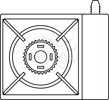 Icon of camping gas burner stove. Thin line design. Vector illustration.