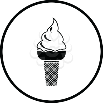 Ice cream icon. Thin circle design. Vector illustration.