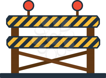 Icon of construction fence. Flat color design. Vector illustration.