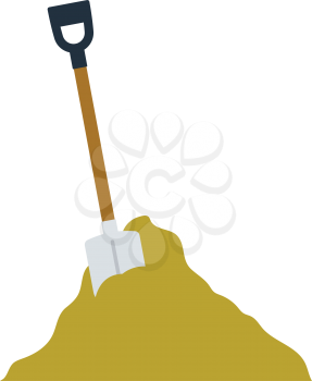 Icon of Construction shovel and sand. Flat color design. Vector illustration.