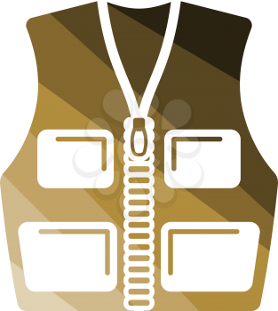Hunter vest icon. Flat color design. Vector illustration.