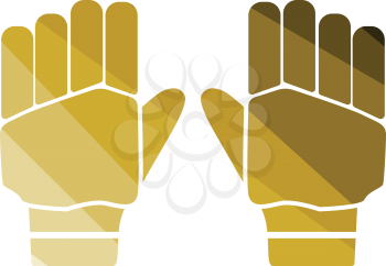 Pair of cricket gloves icon. Flat color design. Vector illustration.