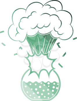 Icon explosion of chemistry flask. Flat color design. Vector illustration.