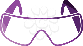 Icon of chemistry protective eyewear. Flat color design. Vector illustration.