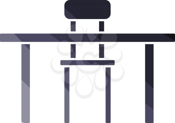 Table and chair icon. Flat color design. Vector illustration.