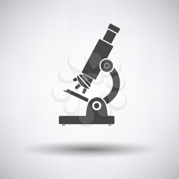 School microscope icon on gray background, round shadow. Vector illustration.
