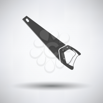 Hand saw icon on gray background, round shadow. Vector illustration.