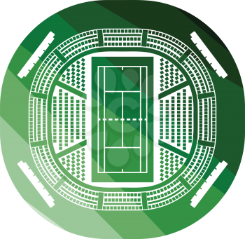 Tennis stadium aerial view icon. Flat color design. Vector illustration.
