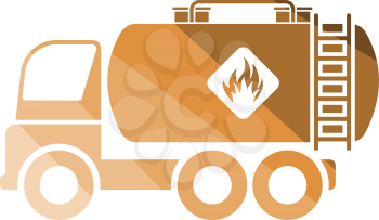 Oil truck icon. Flat color design. Vector illustration.