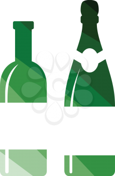 Wine and champagne bottles icon. Flat color design. Vector illustration.