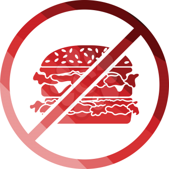  Prohibited hamburger icon. Flat color design. Vector illustration.