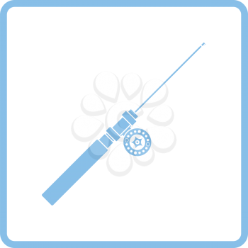 Icon of Fishing winter tackle . Blue frame design. Vector illustration.