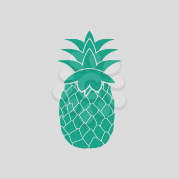 Icon of Pineapple. Gray background with green. Vector illustration.