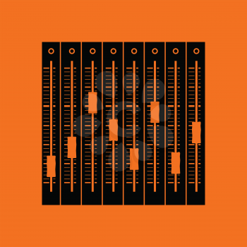 Music equalizer icon. Orange background with black. Vector illustration.