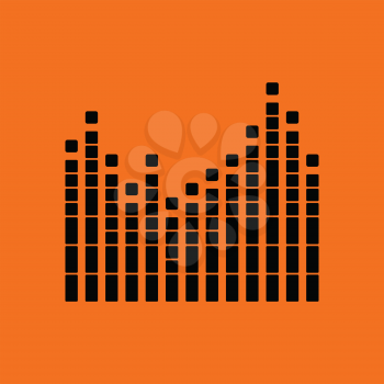 Graphic equalizer icon. Orange background with black. Vector illustration.