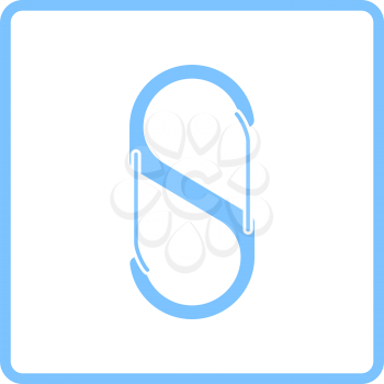 Alpinist Double Sided Carabine Icon. Blue Frame Design. Vector Illustration.