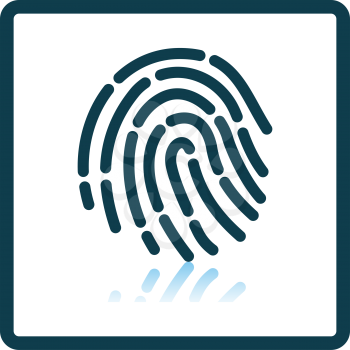 Fingerprint Icon. Square Shadow Reflection Design. Vector Illustration.
