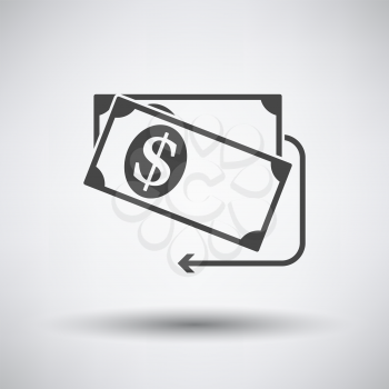 Cash Back Dollar Banknotes Icon. Dark Gray on Gray Background With Round Shadow. Vector Illustration.