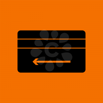 Cash Back Credit Card Icon. Black on Orange Background. Vector Illustration.