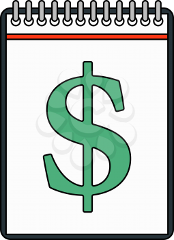 Dollar Calendar Icon. Editable Outline With Color Fill Design. Vector Illustration.