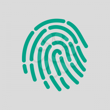Fingerprint Icon. Green on Gray Background. Vector Illustration.