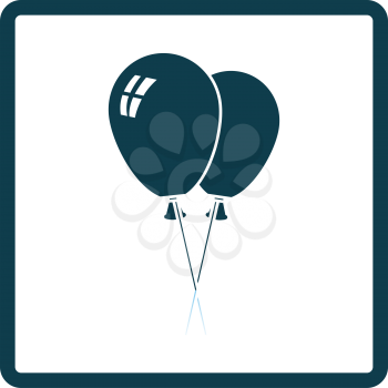 Two Balloons Icon. Square Shadow Reflection Design. Vector Illustration.