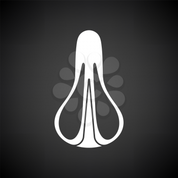 Bike Seat Icon Top View. White on Black Background. Vector Illustration.