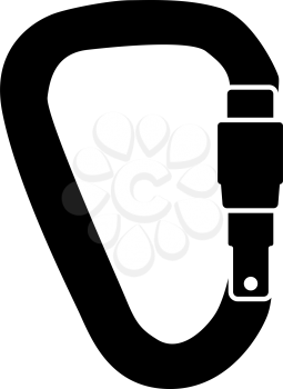 Alpinist Carabine Icon. Black Stencil Design. Vector Illustration.