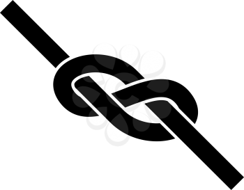 Alpinist Rope Knot Icon. Black Stencil Design. Vector Illustration.