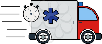 Fast Ambulance Car Icon. Editable Outline With Color Fill Design. Vector Illustration.