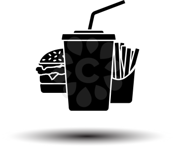 Fast Food Icon. Black on White Background With Shadow. Vector Illustration.