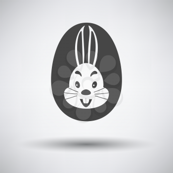 Easter Egg With Rabbit Icon. Dark Gray on Gray Background With Round Shadow. Vector Illustration.