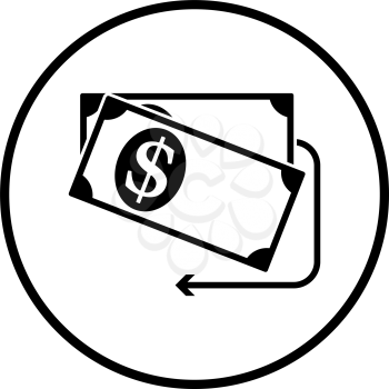 Cash Back Dollar Banknotes Icon. Thin Circle Stencil Design. Vector Illustration.