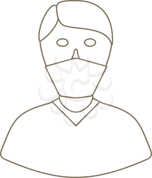 Medical Face Mask Icon. Editable Stroke Simple Design. Vector Illustration.