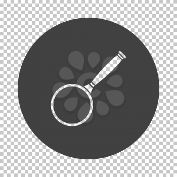 Magnifier Icon. Subtract Stencil Design on Tranparency Grid. Vector Illustration.