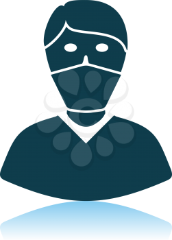 Medical Face Mask Icon. Shadow Reflection Design. Vector Illustration.