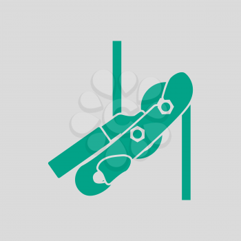 Alpinist Rope Ascender Icon. Green on Gray Background. Vector Illustration.