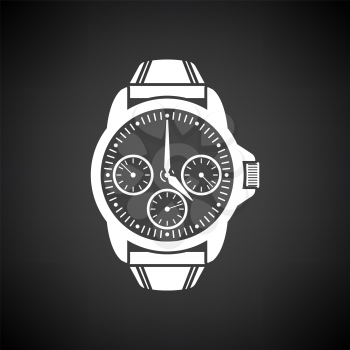 Business Watch Icon. White on Black Background. Vector Illustration.