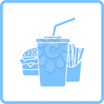 Fast Food Icon. Blue Frame Design. Vector Illustration.
