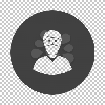 Medical Face Mask Icon. Subtract Stencil Design on Tranparency Grid. Vector Illustration.