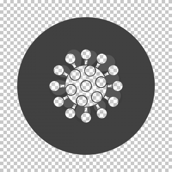 Coronavirus Molecule Icon. Subtract Stencil Design on Tranparency Grid. Vector Illustration.