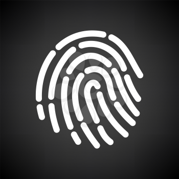 Fingerprint Icon. White on Black Background. Vector Illustration.