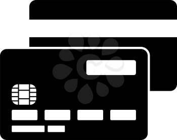 Front And Back Side Of Credit Card Icon. Black Stencil Design. Vector Illustration.